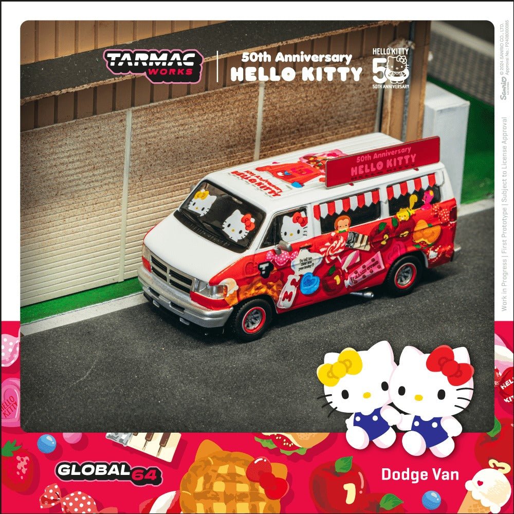 [PREORDER] Tarmac Works - 1/64 Dodge Van Hello Kitty Food Truck DIECAST SCALE MODEL CAR - T64G - TL032 - HK - MODEL CARS UKMODEL CAR#INNO64##TARMAC##diecast_model#