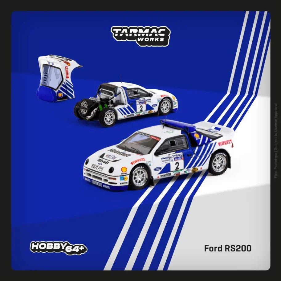 [PREORDER] Tarmac Works - 1/64 Ford RS200 Lombard RAC Rally 1986 Stig Blomqvist / Bruno Berglund DIECAST SCALE MODEL CAR - T64P - 001 - 86RAC02 - MODEL CARS UKMODEL CAR#INNO64##TARMAC##diecast_model#