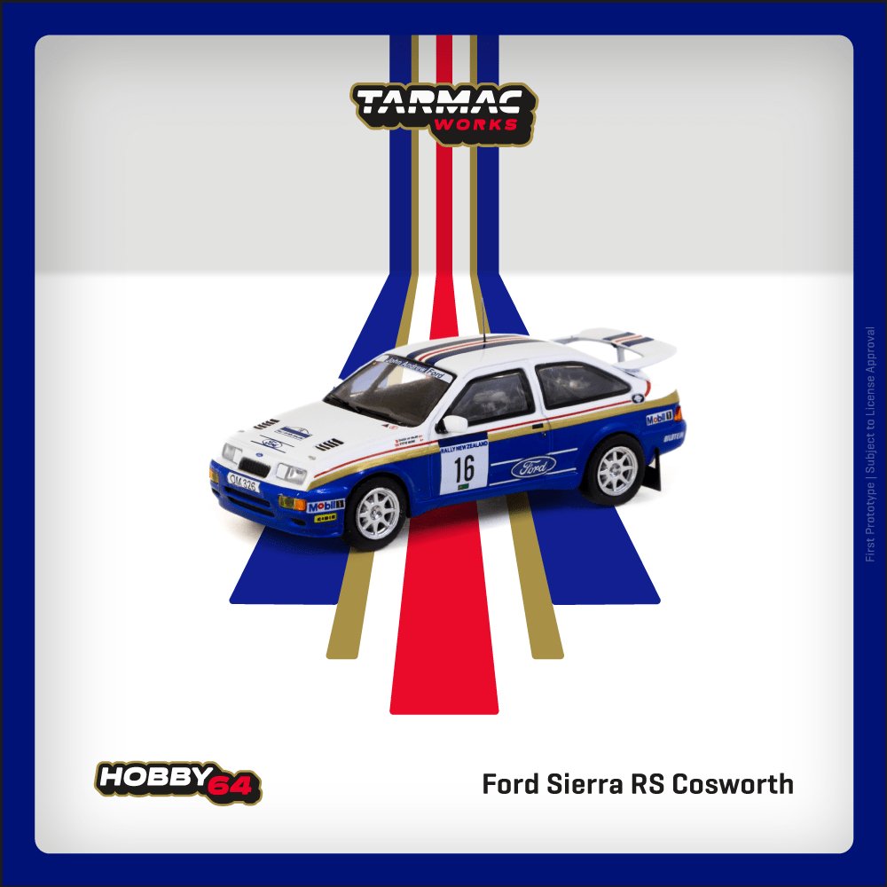 [PREORDER] Tarmac Works - 1/64 FORD SIERRA RS COSWORTH RALLY OF NEW ZEALAND 1989 DIECAST SCALE MODEL CAR - T64 - 058 - 89NZR16 - MODEL CARS UKMODEL CAR#INNO64##TARMAC##diecast_model#