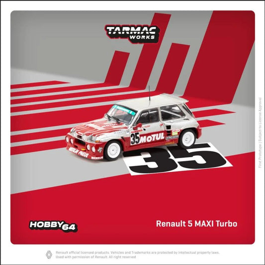 [PREORDER] Tarmac Works - 1/64 RENAULT 5 MAXI TURBO EUROPEAN HILL - CLIMB CHAMPIONSHIP 1987 DIECAST SCALE MODEL CAR - T64 - TL061 - 87EHC35 - MODEL CARS UKMODEL CAR#INNO64##TARMAC##diecast_model#