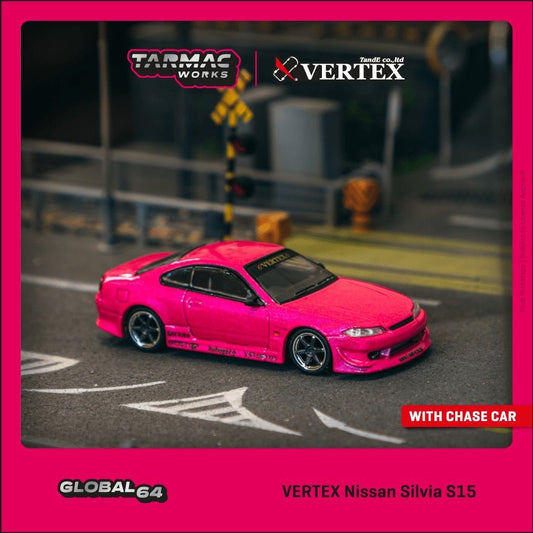 [PREORDER] Tarmac Works - 1/64 VERTEX Nissan Silvia (S15) Pink Metallic DIECAST SCALE MODEL CAR - T64G - 023 - PI - MODEL CARS UKMODEL CAR#INNO64##TARMAC##diecast_model#