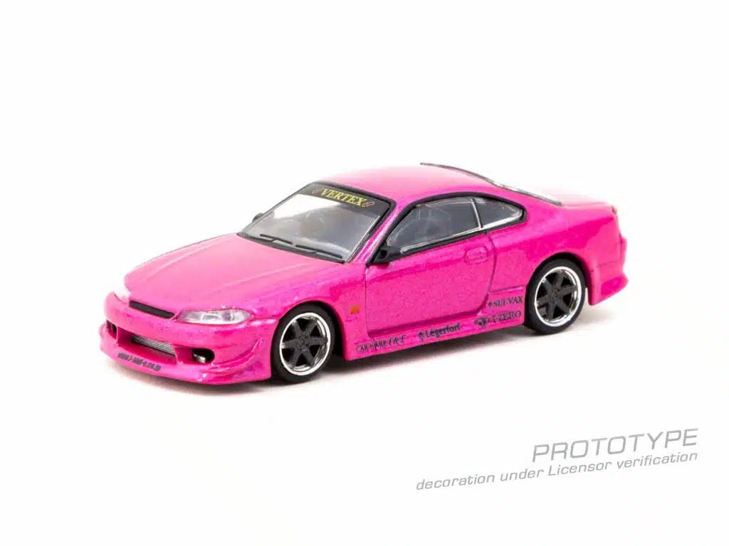 [PREORDER] Tarmac Works - 1/64 VERTEX Nissan Silvia (S15) Pink Metallic DIECAST SCALE MODEL CAR - T64G - 023 - PI - MODEL CARS UKMODEL CAR#INNO64##TARMAC##diecast_model#