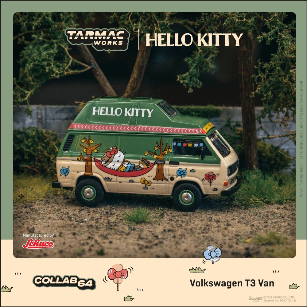 [PREORDER] Tarmac Works - 1/64 Volkswagen T3 Van Hello Kitty Camping DIECAST SCALE MODEL CAR - T64S - 001 - HK - MODEL CARS UKMODEL CAR#INNO64##TARMAC##diecast_model#