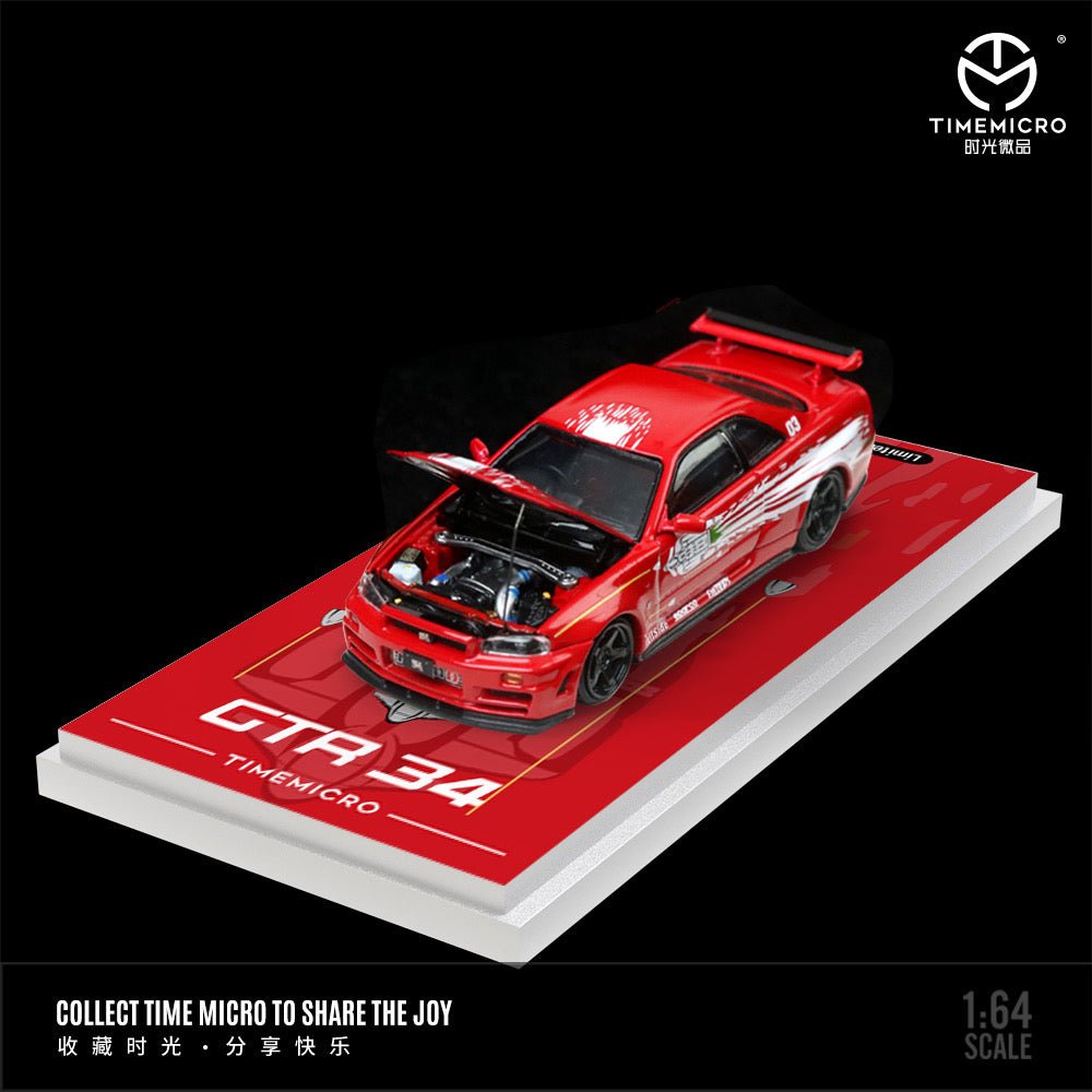 [ PREORDER ] TimeMicro - 1:64 fast and Furious NISSAN GTR R34 Z Tune diecast model car - RED TM643435 (INCLUDE FIGURE) - MODEL CARS UKMODEL CAR#INNO64##TARMAC##diecast_model#