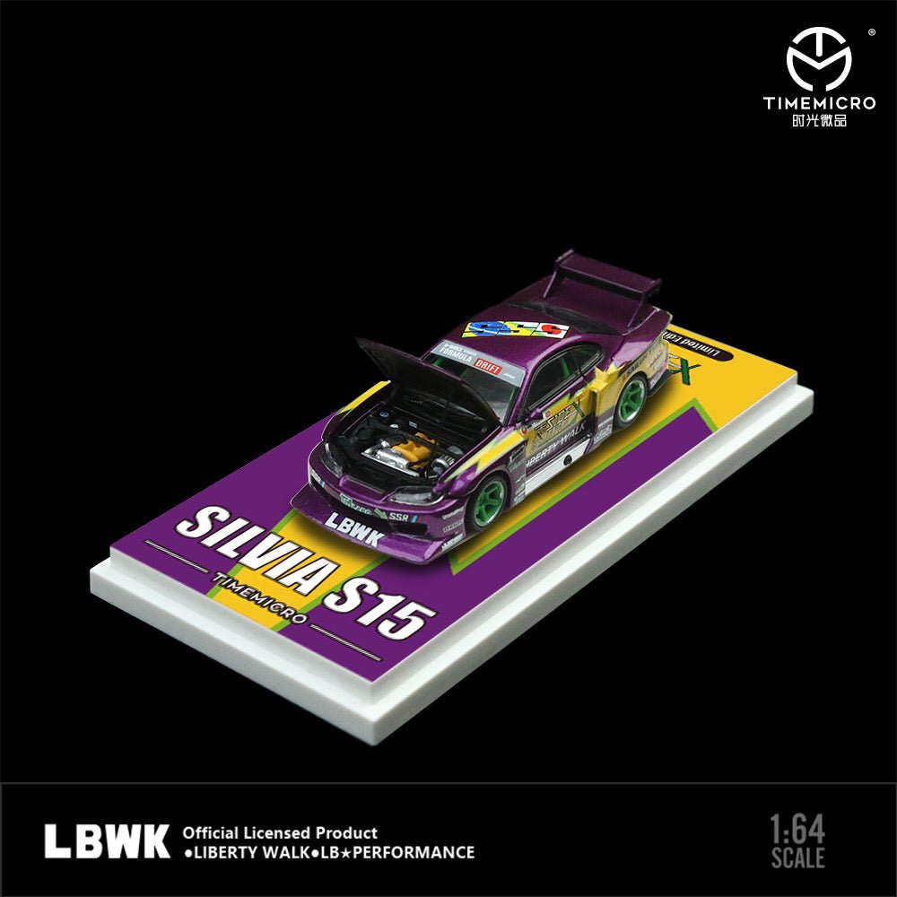 [ PREORDER ] TimeMicro - 1:64 LBWK S15 Open version purple lightning livery diecast model - purple-Gift Box Edition - MODEL CARS UKMODEL CAR#INNO64##TARMAC##diecast_model#