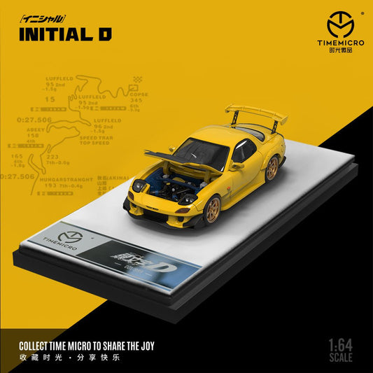 [ PREORDER ] TimeMicro - 1:64 Mazda RX - 7 Initial D Open Cover Version diecast model car - Yellow carbon Ordinary TM644711 - MODEL CARS UKMODEL CAR#INNO64##TARMAC##diecast_model#