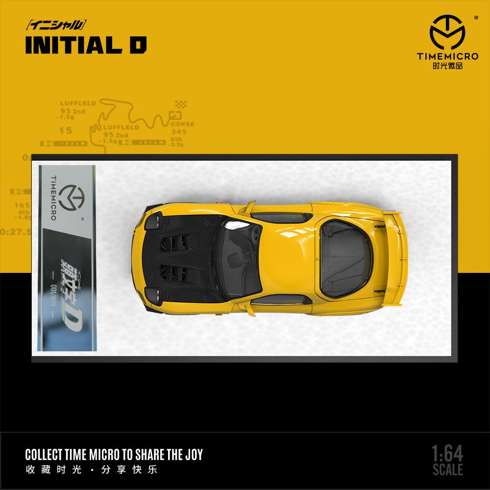 [ PREORDER ] TimeMicro - 1:64 Mazda RX - 7 Initial D Open Cover Version diecast model car - Yellow carbon Ordinary TM644711 - MODEL CARS UKMODEL CAR#INNO64##TARMAC##diecast_model#