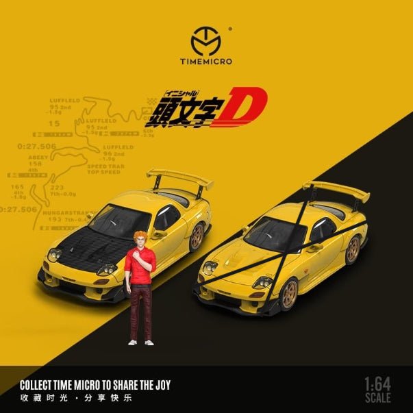 [ PREORDER ] TimeMicro - 1:64 Mazda RX - 7 Initial D Open Cover Version diecast model car - Yellow carbon Ordinary TM644711 - MODEL CARS UKMODEL CAR#INNO64##TARMAC##diecast_model#