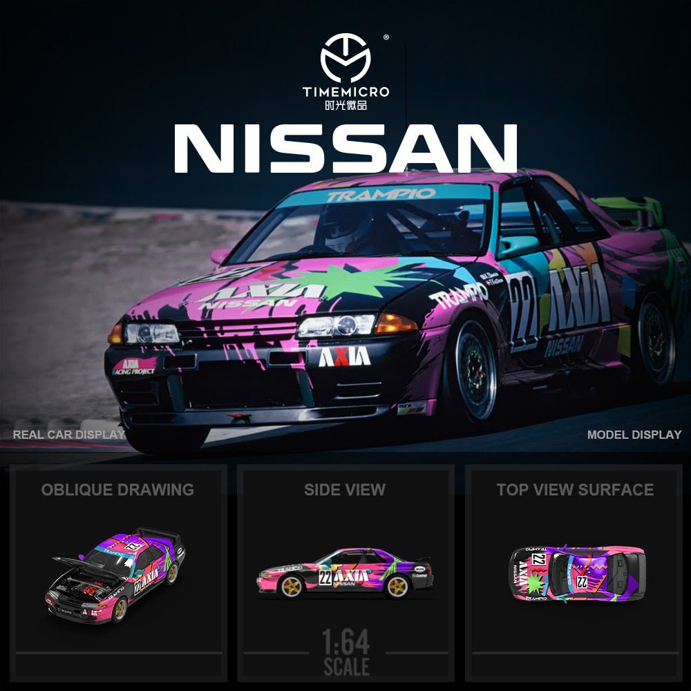 [ PREORDER ] TimeMicro - 1:64 Nissan GTR R32 Diecast model car - AXIA #22 LIVERY Black ordinary - TM644132 - MODEL CARS UKMODEL CAR#INNO64##TARMAC##diecast_model#