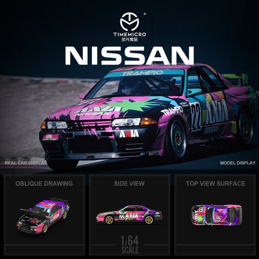 [ PREORDER ] TimeMicro - 1:64 Nissan GTR R32 Diecast model car - AXIA #22 LIVERY Black ordinary - TM644132 - MODEL CARS UKMODEL CAR#INNO64##TARMAC##diecast_model#