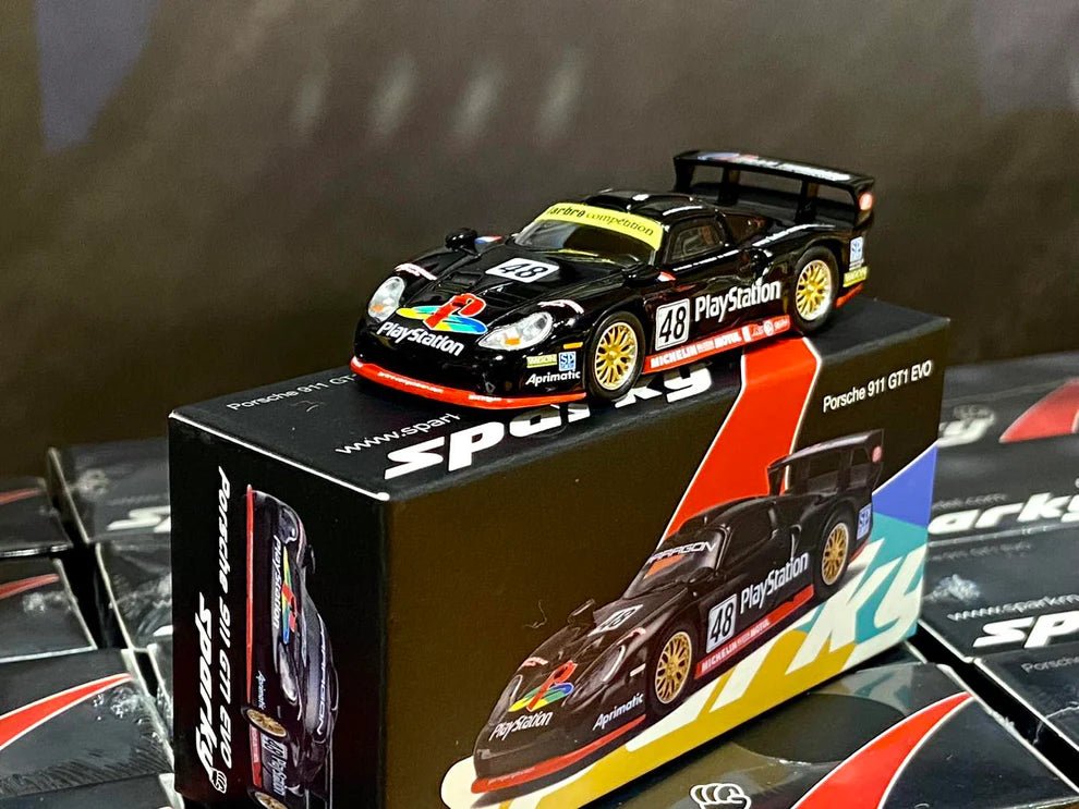 Sparky - 1/64 Porsche 911 GT1 EVO PlayStation(Tiny Exclusive) - MODEL CARS UKMODEL CAR#INNO64##TARMAC##diecast_model#