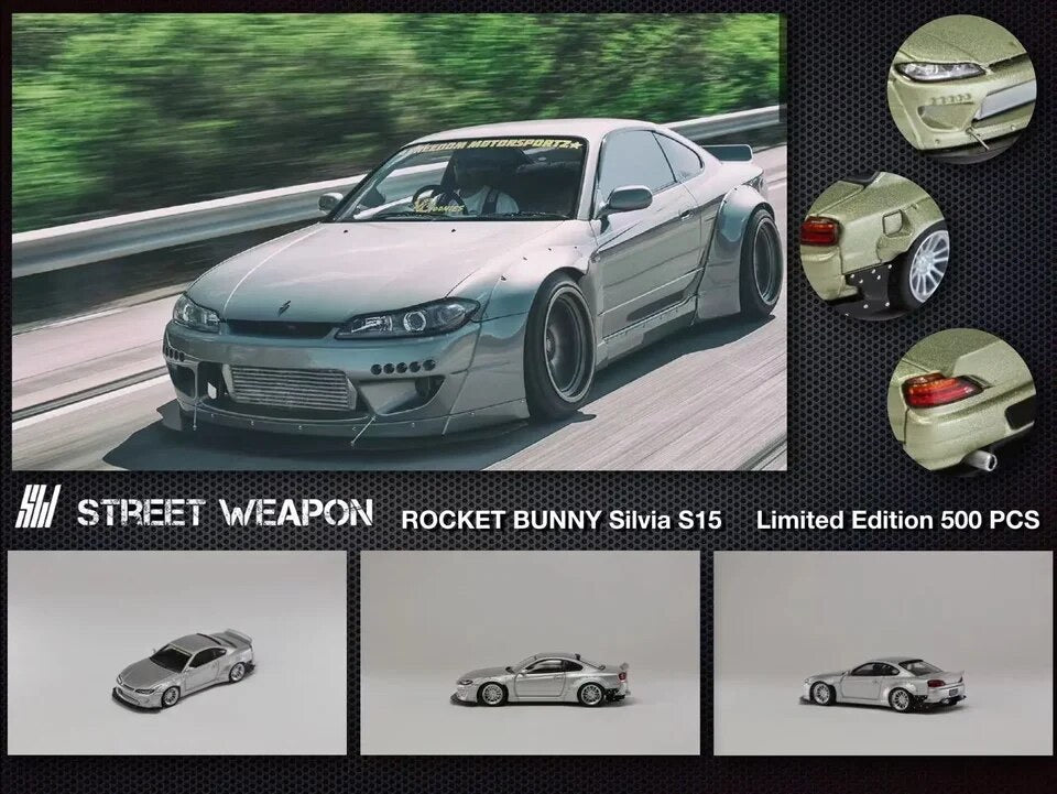 Street Weapon SW - 1/64 NISSAN SILVIA S15 ROCKET BUNNY - SLIVER - MODEL CAR UKMODEL CAR#INNO64##TARMAC##diecast_model#