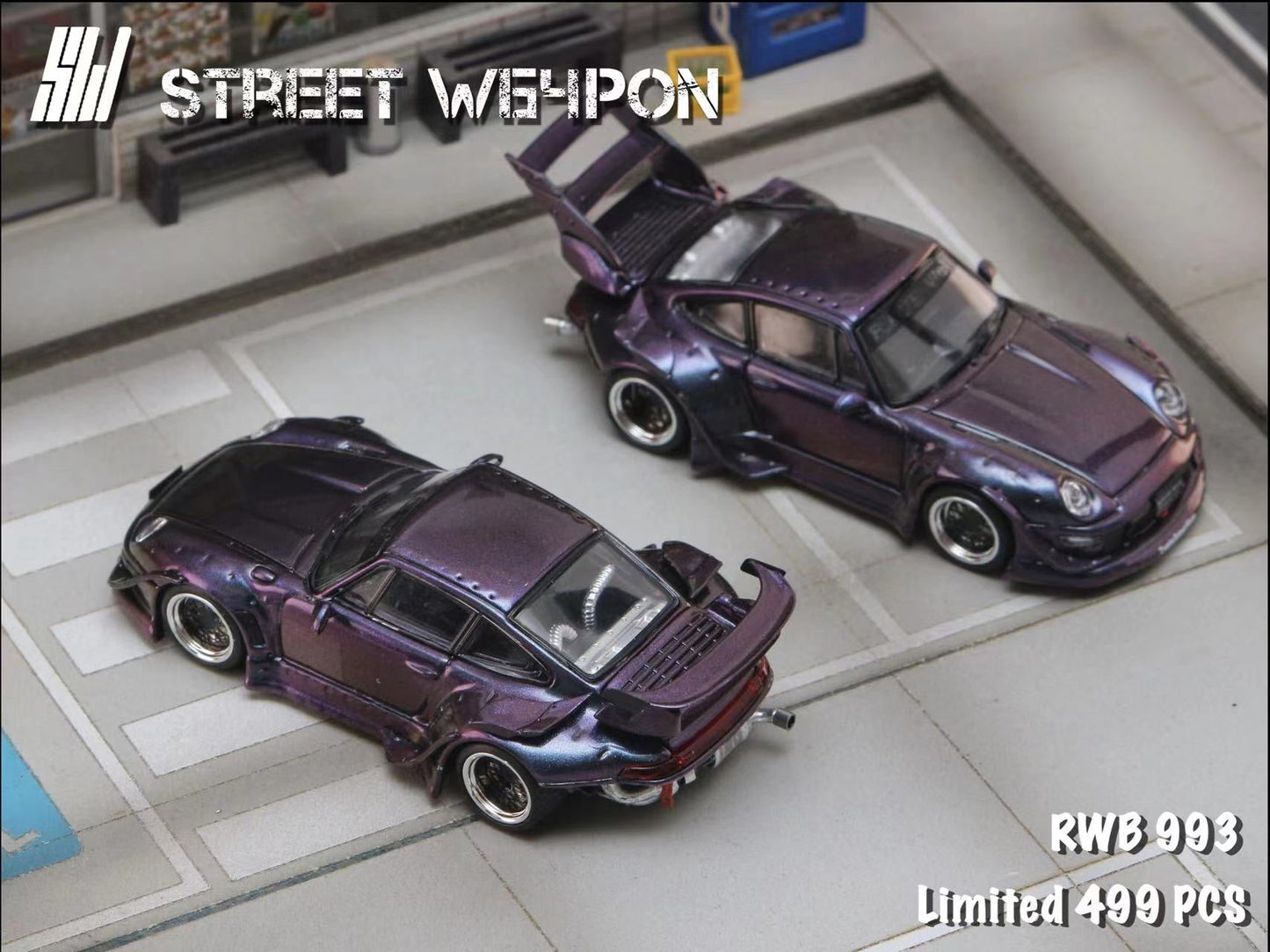 Street Weapon SW - 1/64 PORSCHE RWB 993 Diecast model - chameleon Low Wing - MODEL CARS UKMODEL CAR#INNO64##TARMAC##diecast_model#