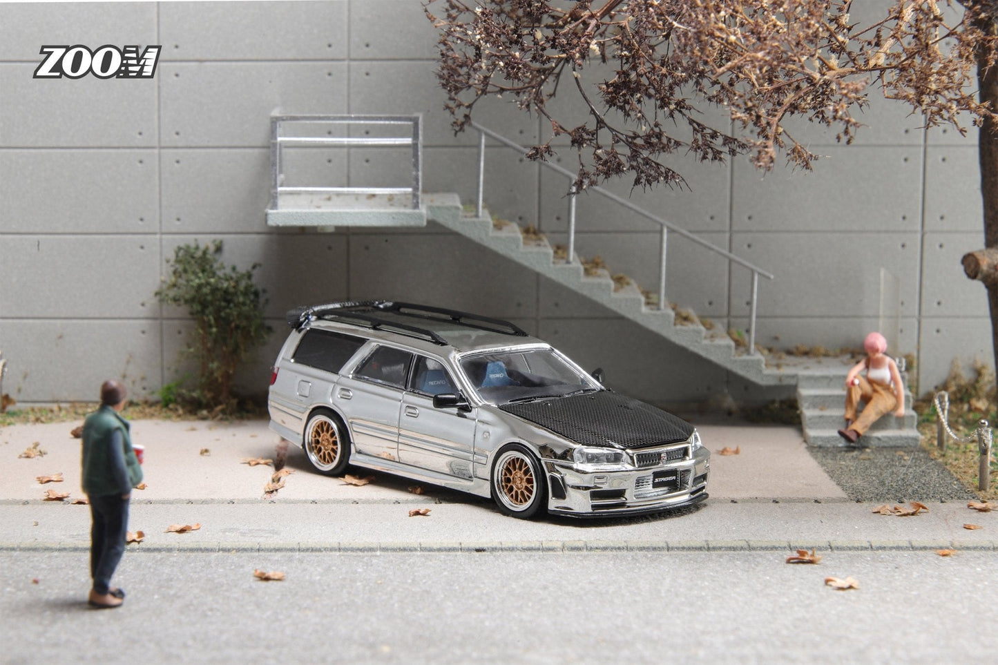 ZOOM - 1/64 Stagea 1st generation WC34 260RS station wagon - Chrome Silver ( - MODEL CARS UKMODEL CAR#INNO64##TARMAC##diecast_model#